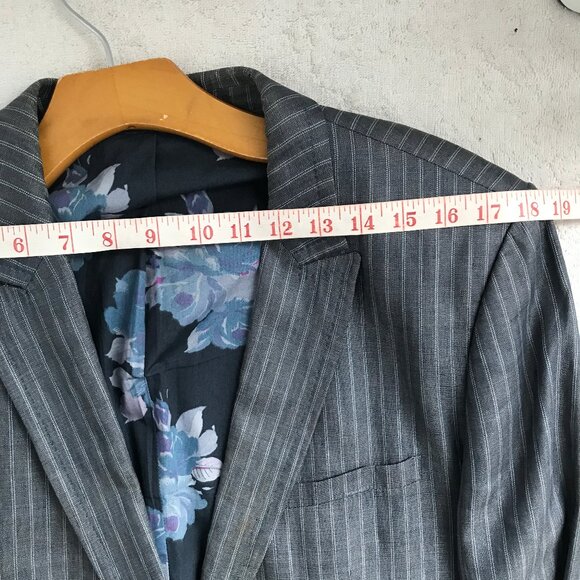 Ted Baker Linen Blazer Jackey Gray Stripe Mens 4 - Picture 9 of 11